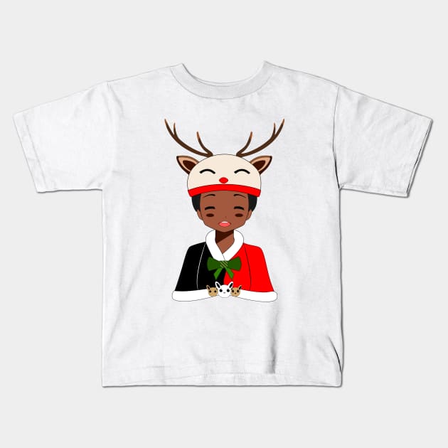 Reindeer Girl Kids T-Shirt by Andile Mbhele